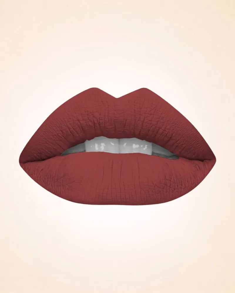 Close-up lip swatch of Swiss Miss Classic Lipstick in Metallic Brown M-249 shade.