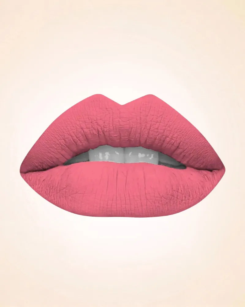 Close-up lip swatch of Swiss Miss Classic Lipstick in Pretty Pink M-263 shade.