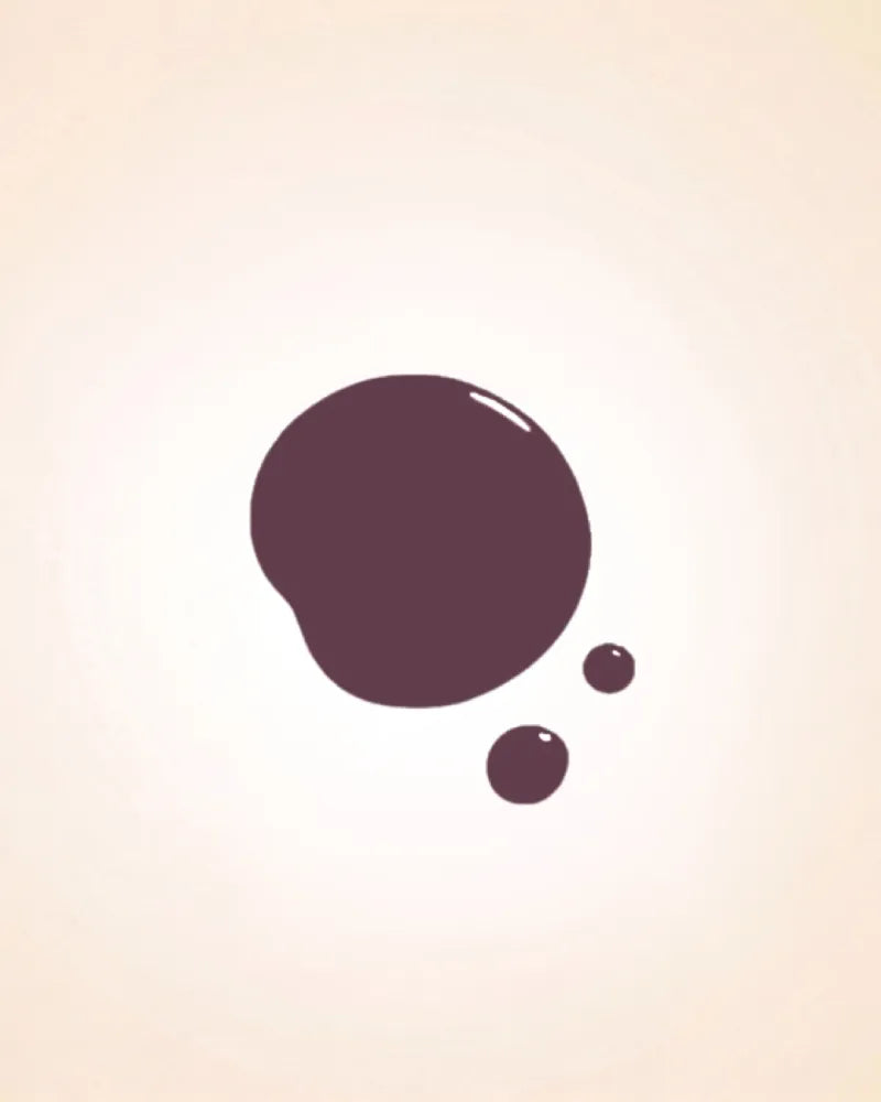 Glossy dark rose wood brown liquid nail polish drop swatch in shade 245 showing texture and coverage.