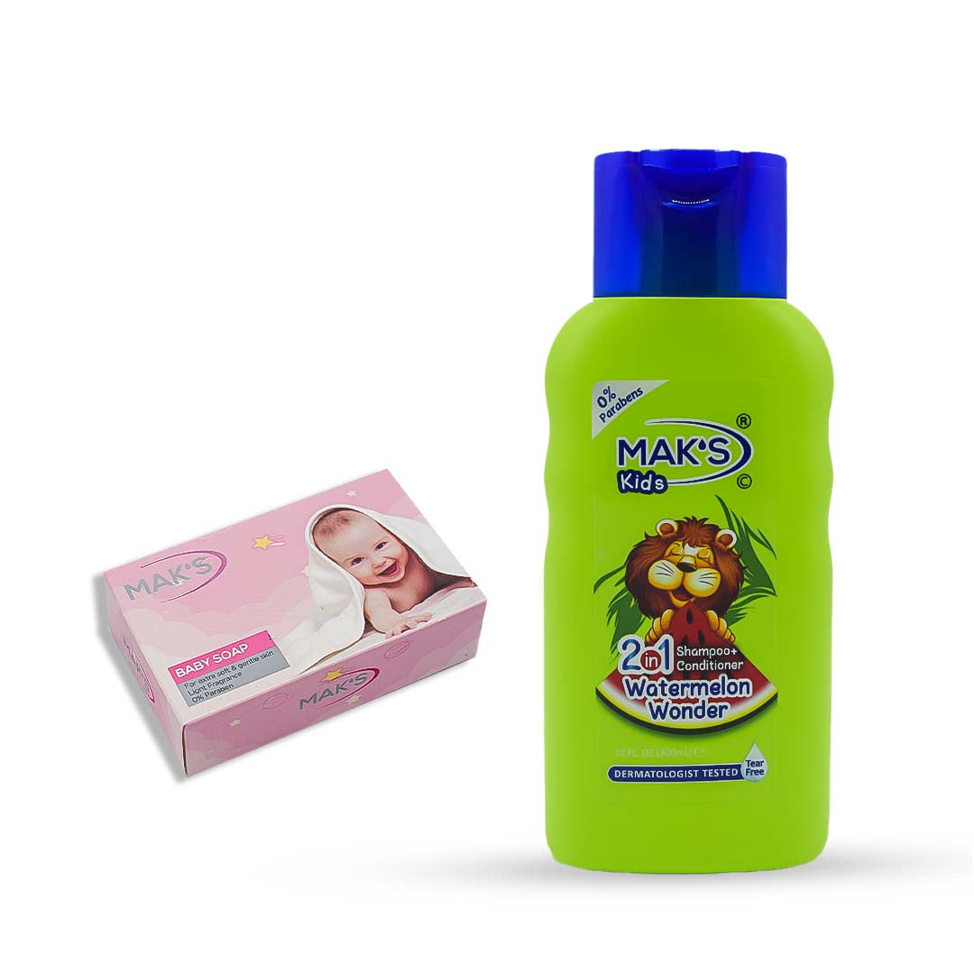 Maks - Kids Watermelon Wonder 2In1 Shampoo & Conditioner - 300ml With Baby Soap