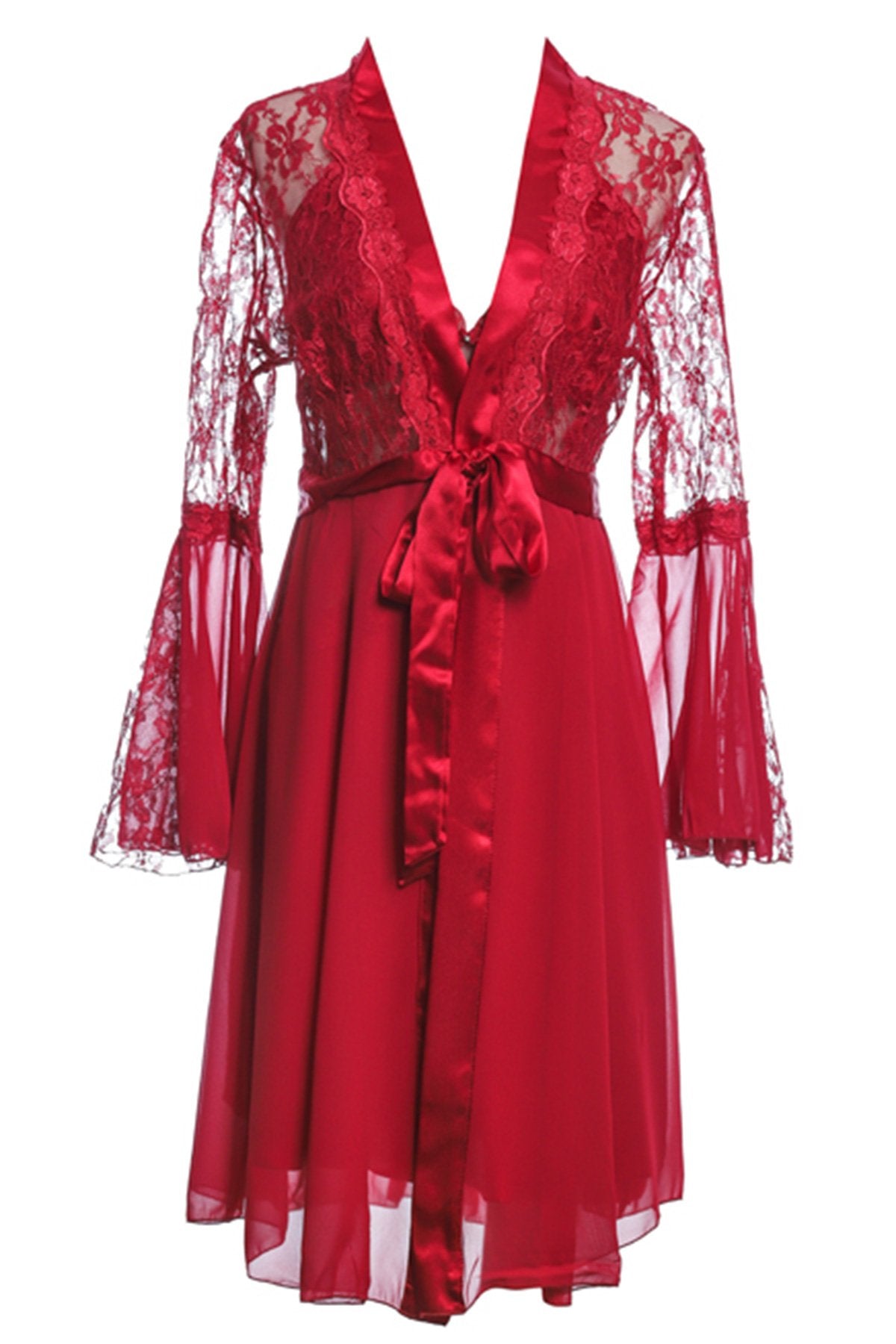BLS - Halette Silk And Chantilly Nighty - Burgundy
