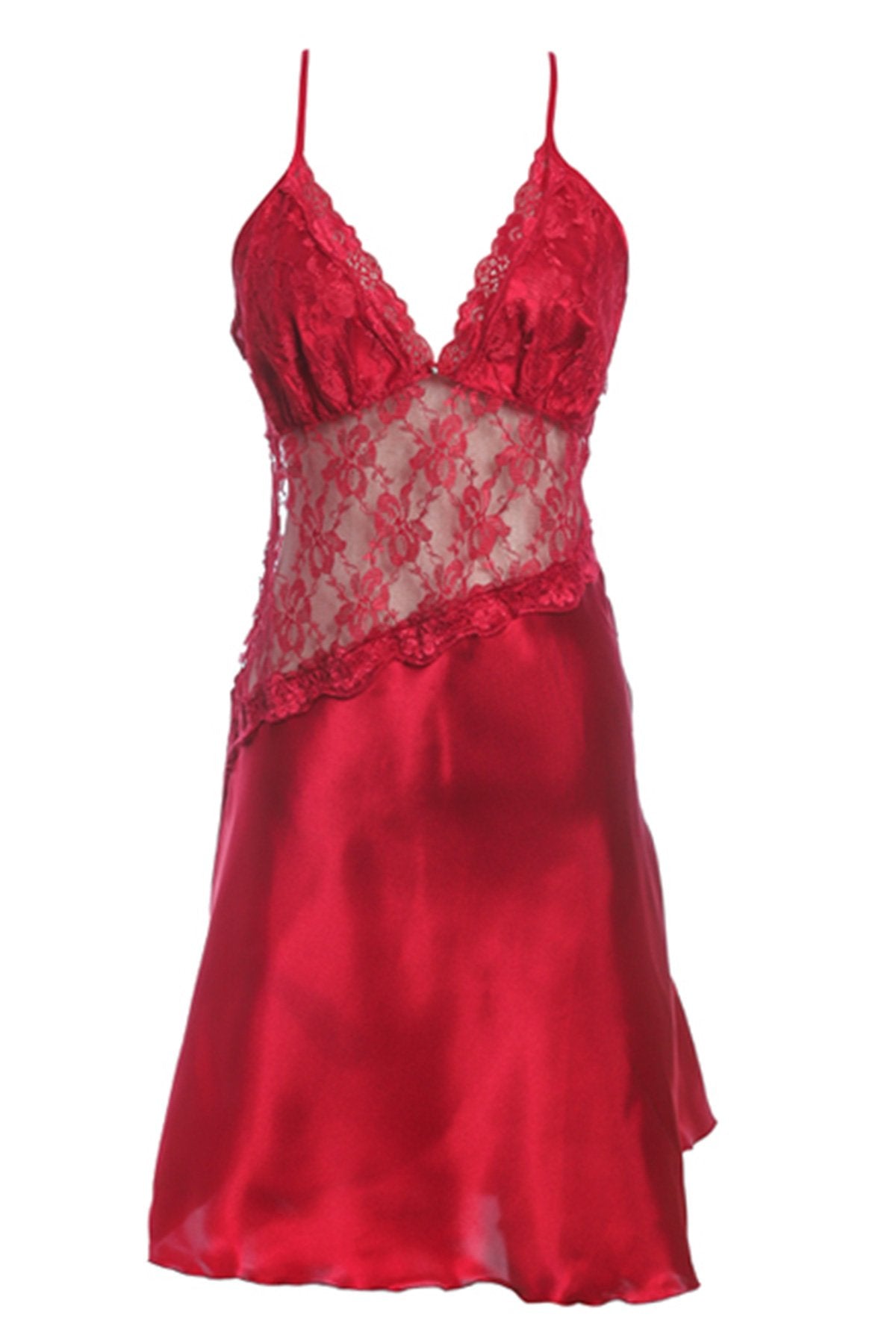 BLS - Halette Silk And Chantilly Nighty - Burgundy
