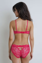 BLS - Eartha Wired And Paded Lace Bra Set - Red