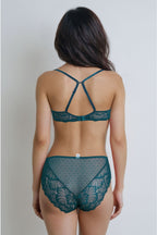 BLS - Edwina Wired And Non Padded Lace Bra Set - Dark Green