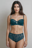 BLS - Edwina Wired And Non Padded Lace Bra Set - Dark Green
