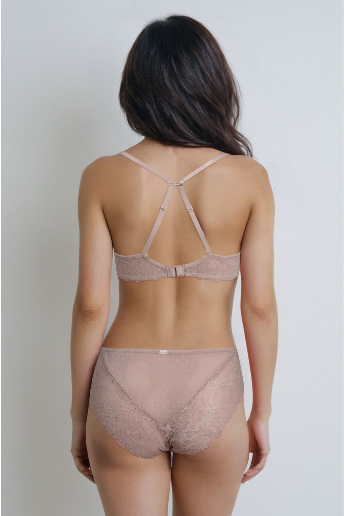 BLS - Edwina Wired And Non Padded Lace Bra Set - Skin