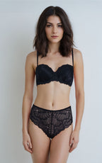 BLS - Eliana Wired And Padded Strapless Lace Bra Set - Black