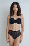 BLS - Eliana Wired And Padded Strapless Lace Bra Set - Black