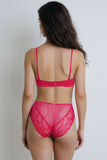 BLS - Eliana Wired And Padded Strapless Lace Bra Set - Red