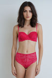 BLS - Eliana Wired And Padded Strapless Lace Bra Set - Red