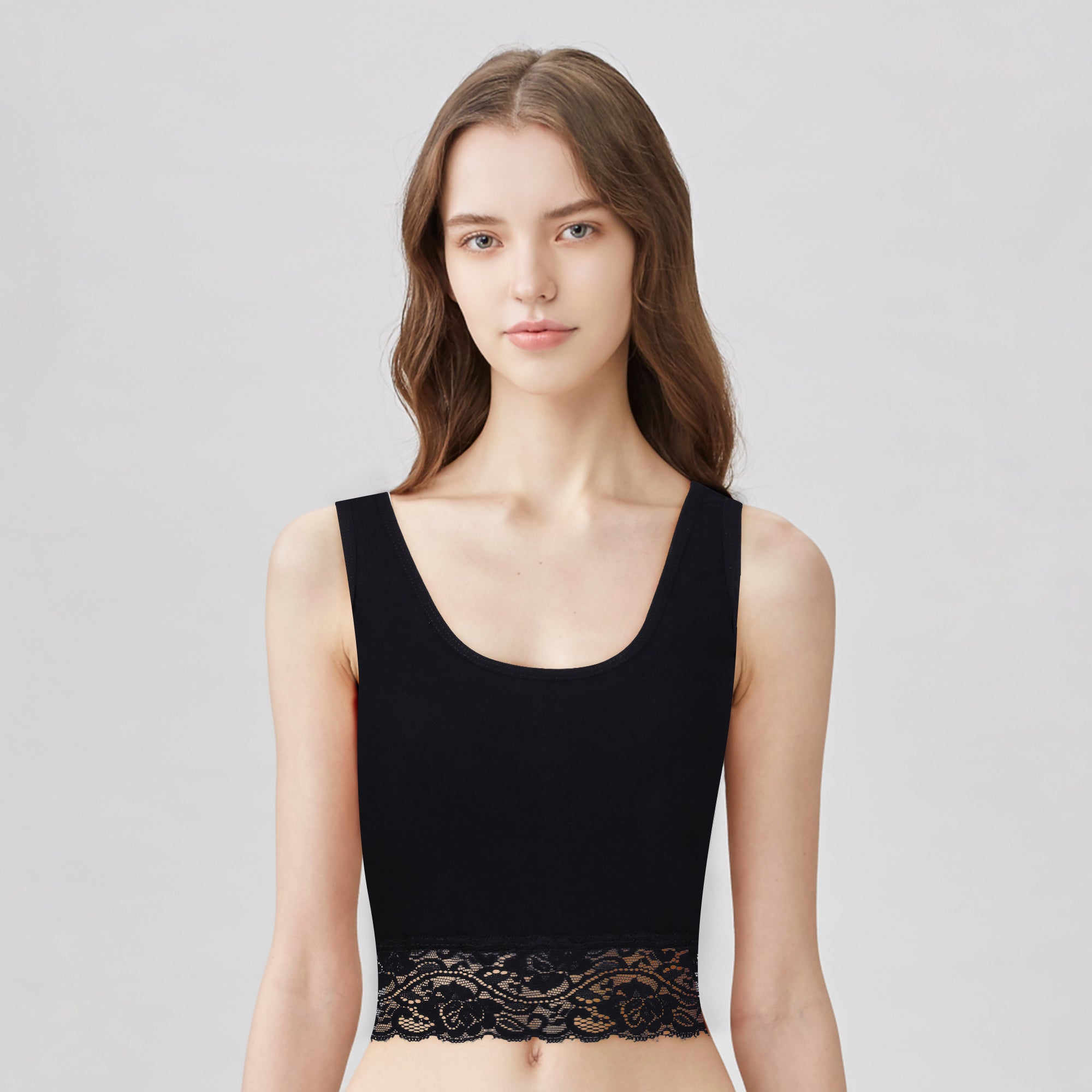BLS - Zisel Padded Cotton Teen Crop Top - Black