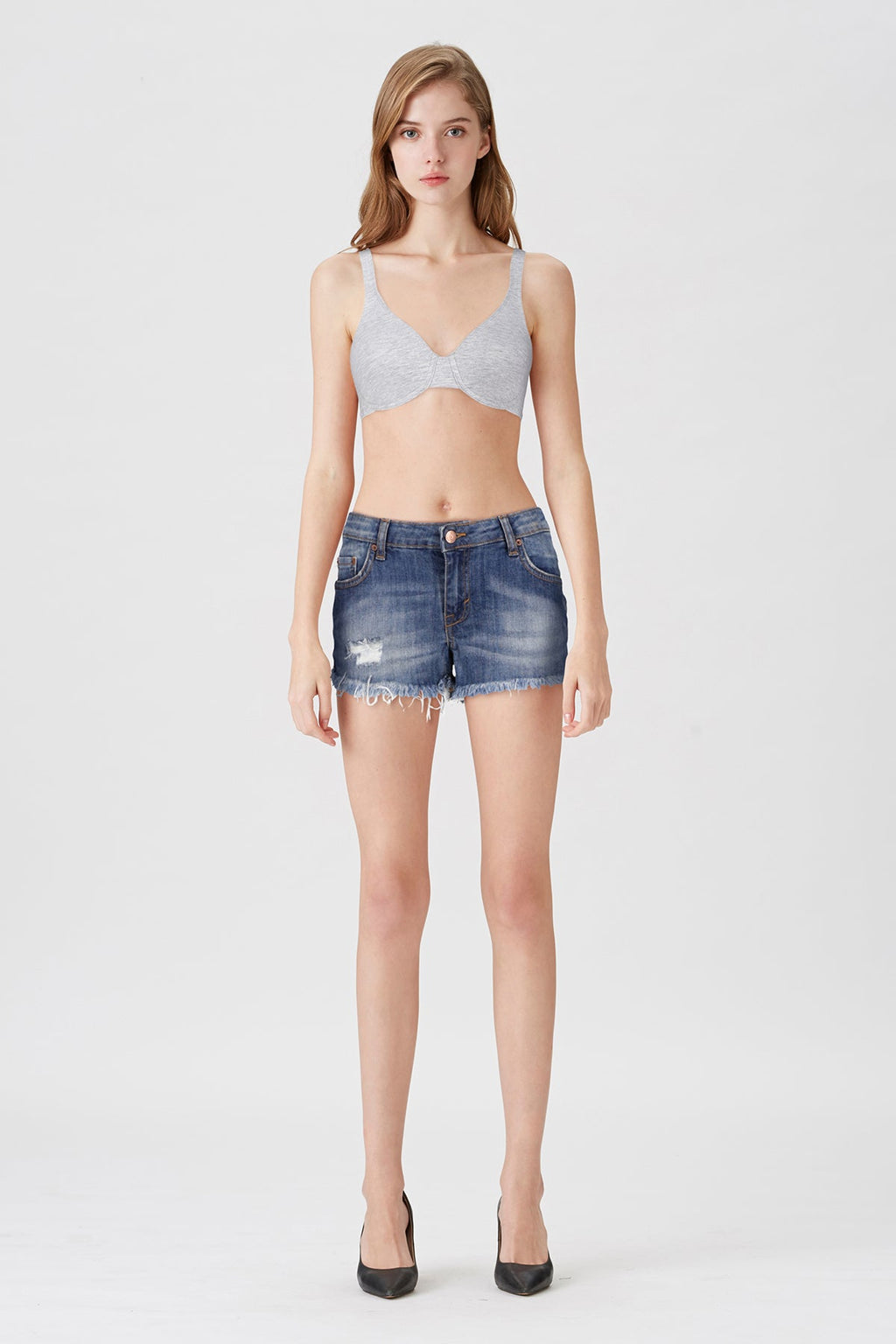BLS - Camille Wired And Non Padded Cotton Bra - Gray Melange