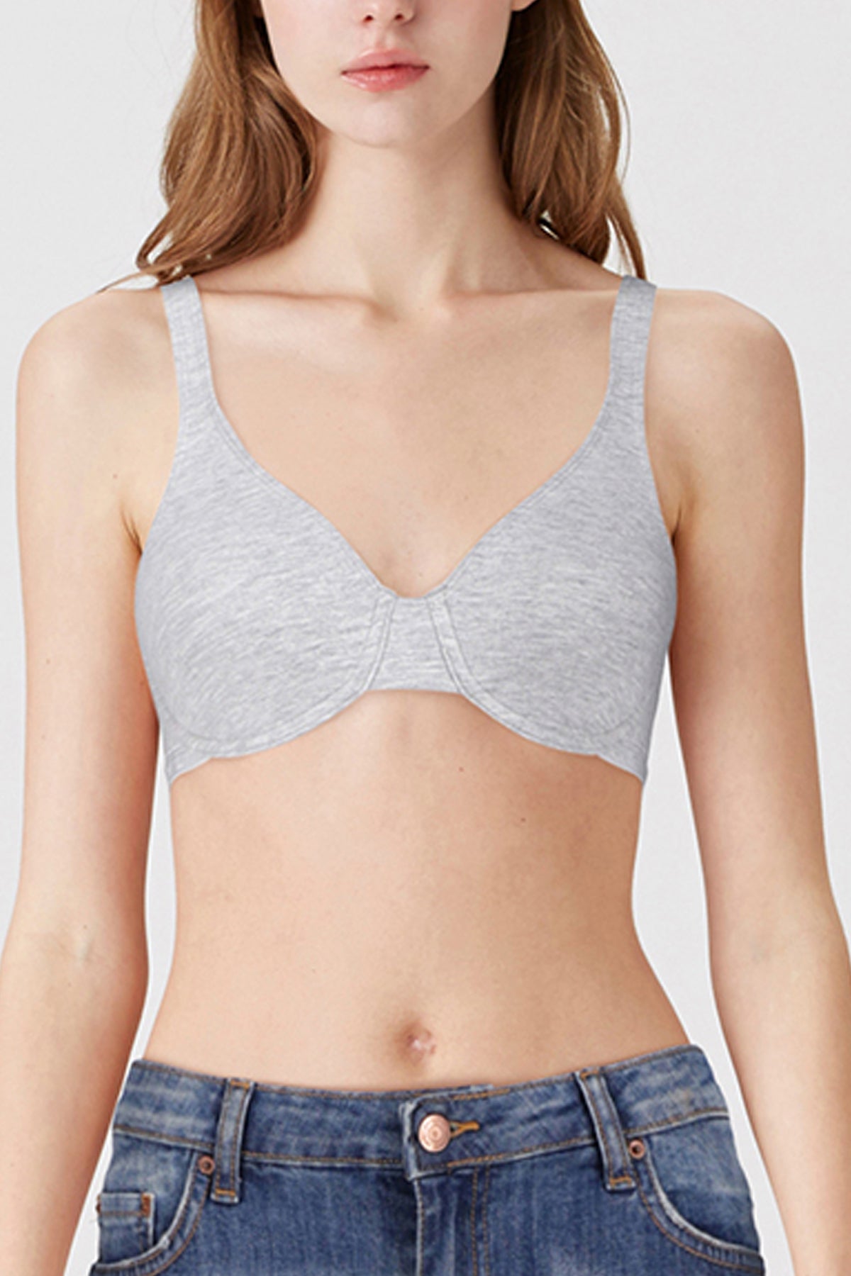 BLS - Camille Wired And Non Padded Cotton Bra - Gray Melange