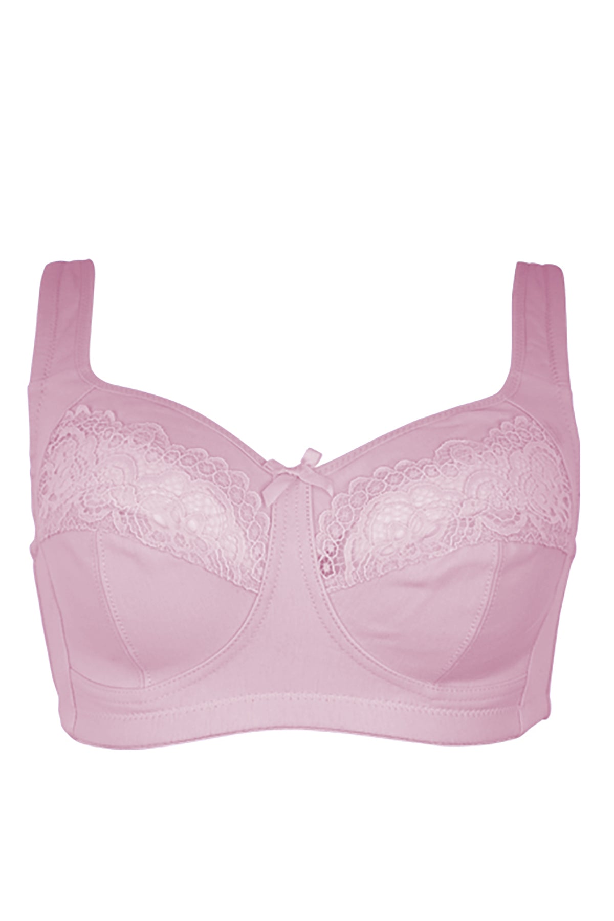 Cotton Rich Non-padded Bra With Lace In Hot Pink, Bras :: All Bras