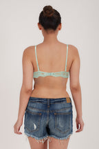 BLS - Defne Wired And Pushup Lace Bra - Sea Green