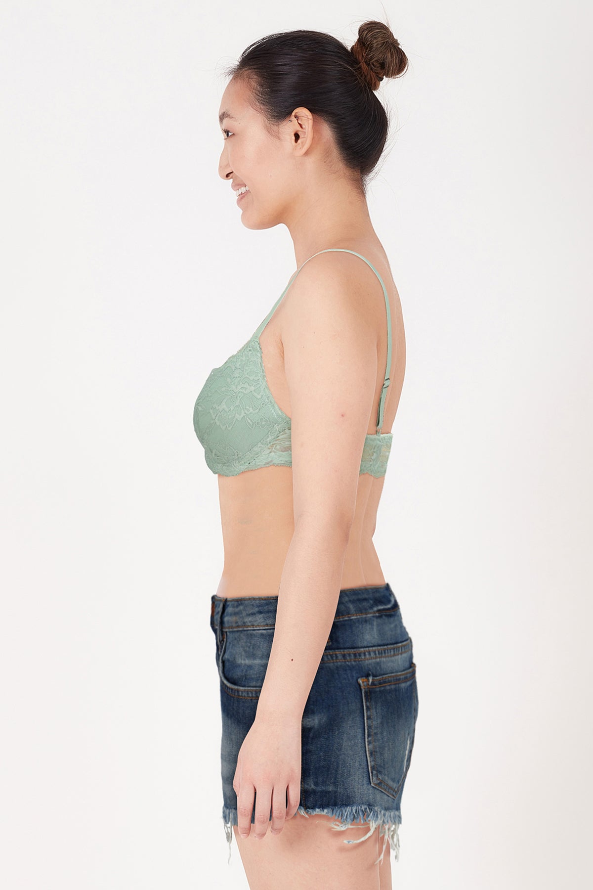 BLS - Defne Wired And Pushup Lace Bra - Sea Green – Makeup City Pakistan