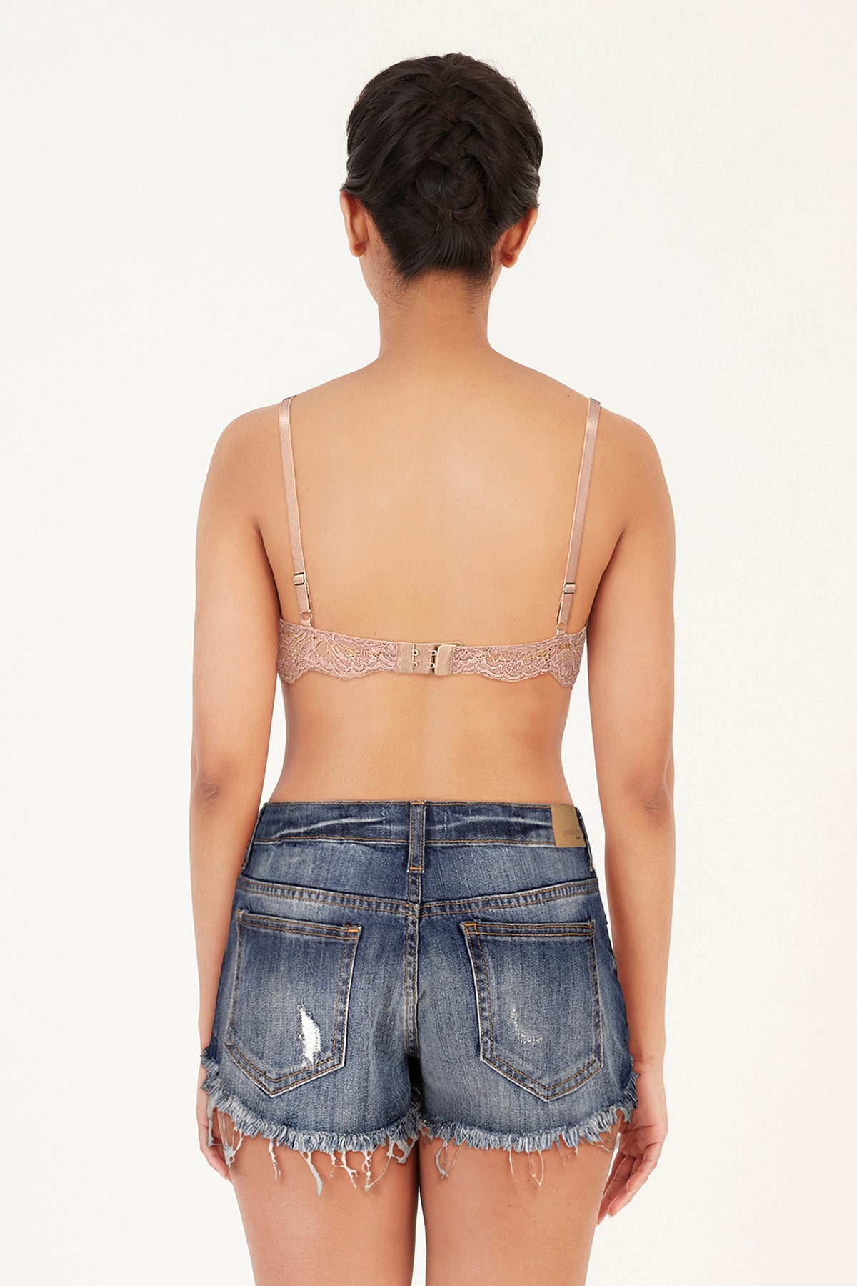 BLS - Defne Wired And Pushup Lace Bra - Stone
