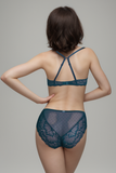 BLS - Everly Wired And Padded Lace Bra Set - Dark Green
