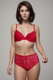 BLS - Everly Wired And Padded Lace Bra Set - Red