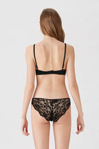 BLS - Femke Wired And Pushup Lace Bra Set - Black