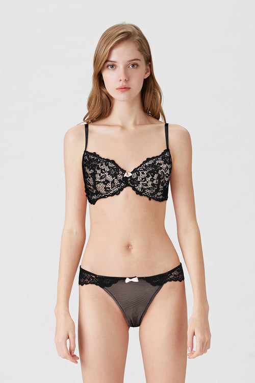BLS - Femke Wired And Pushup Lace Bra Set - Black – Makeup City