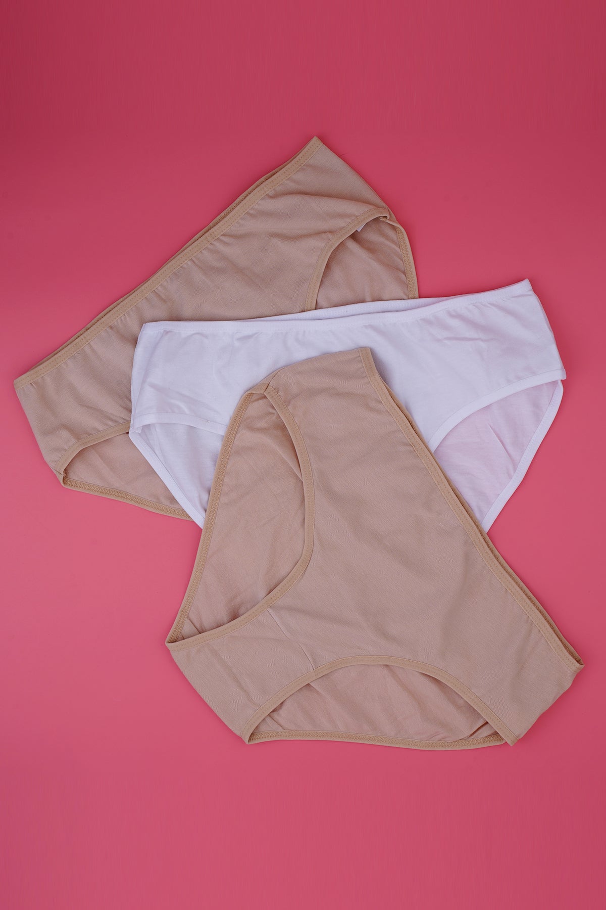BLS - Paola Low Rise Cotton Panty - Skin, White, Skin - Pack of 3