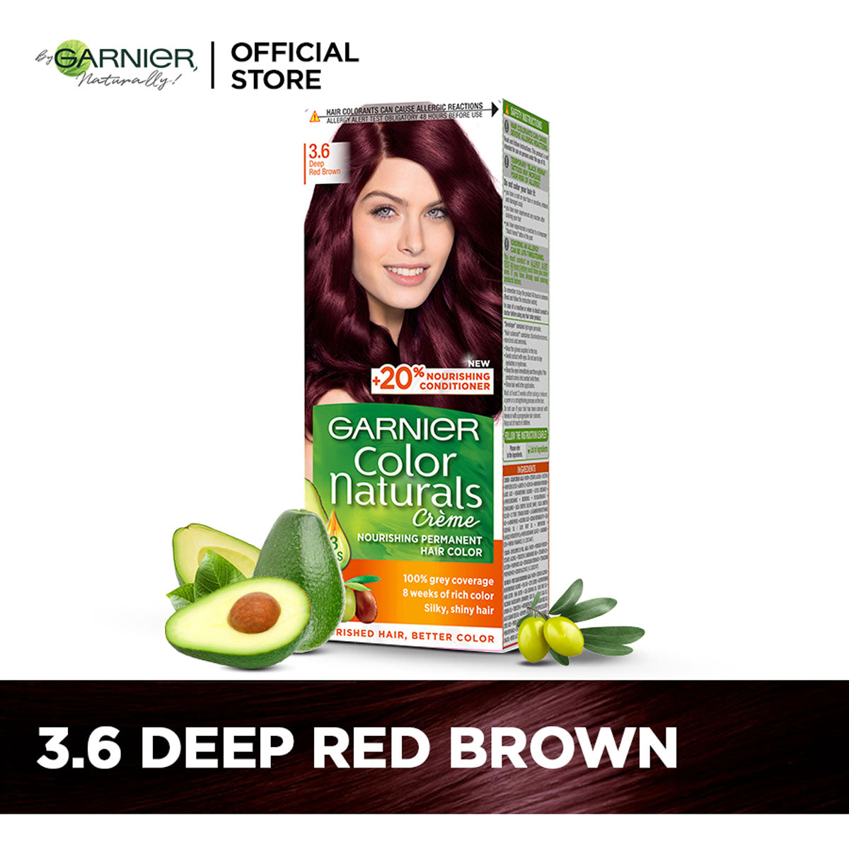 Garnier - Color Naturals Crème Hair Color - 3.6 Deep Red Brown