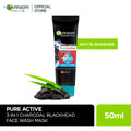 Garnier - Pure Active 3-in-1 Charcoal Blackhead Face Wash, Mask & Scrub - 50ml
