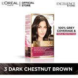 LOreal Paris - Excellence Crème Hair Color - 3 Dark Chestnut Brown