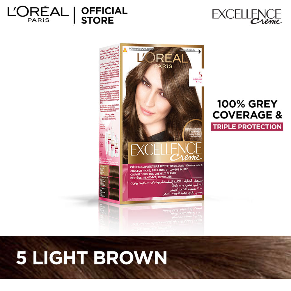 Benign flise blæk LOreal Paris - Excellence Crème Hair Color - 5 Light Brown – Makeup City  Pakistan