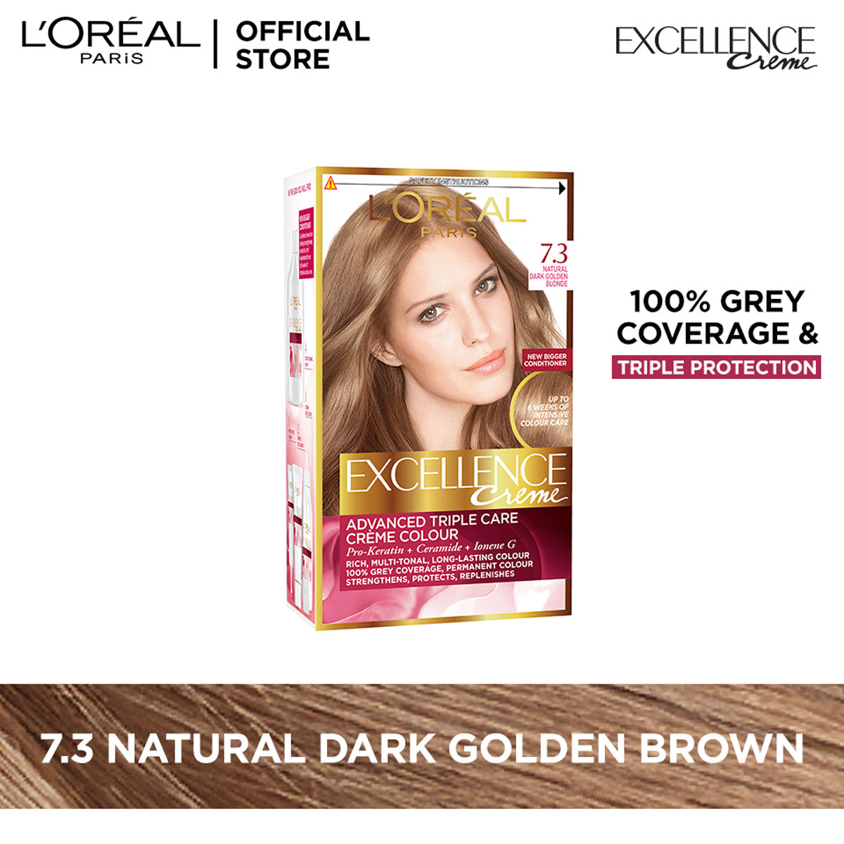 LOreal Paris - Excellence Crème Hair Color - 7.3 Natural Dark Golden Blonde