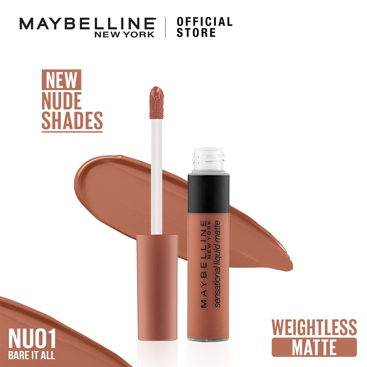Maybelline - Color Sensational Liquid Matte Lipstick - The Nudes Collection - NU 01 - Bare it all