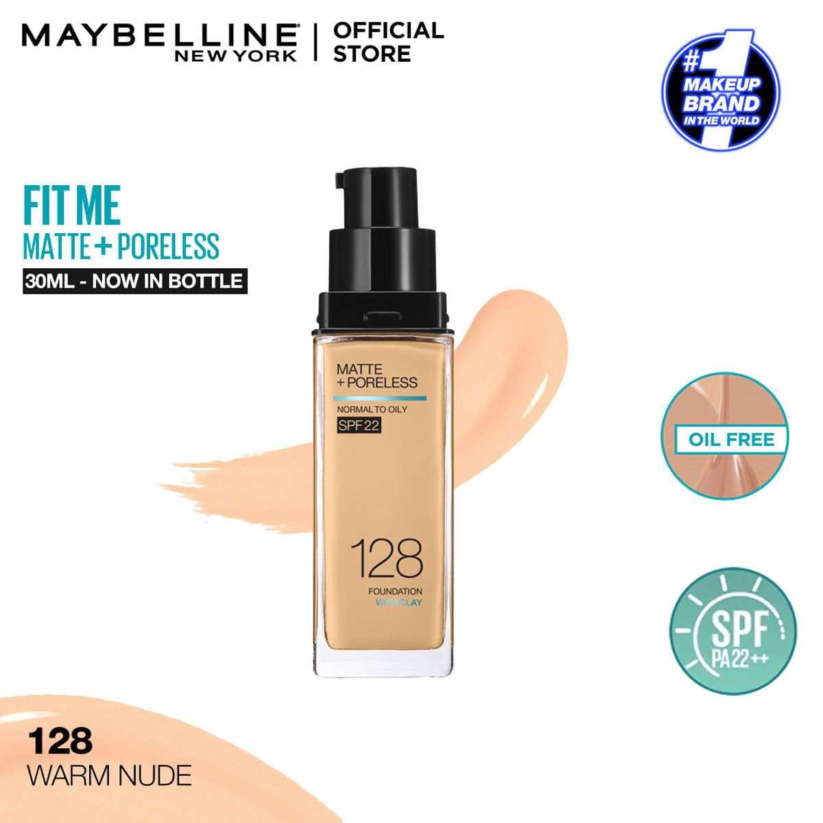 Maybelline - Fit Me Matte + Poreless Liquid Foundation SPF 22 - 128 –  Makeup City Pakistan