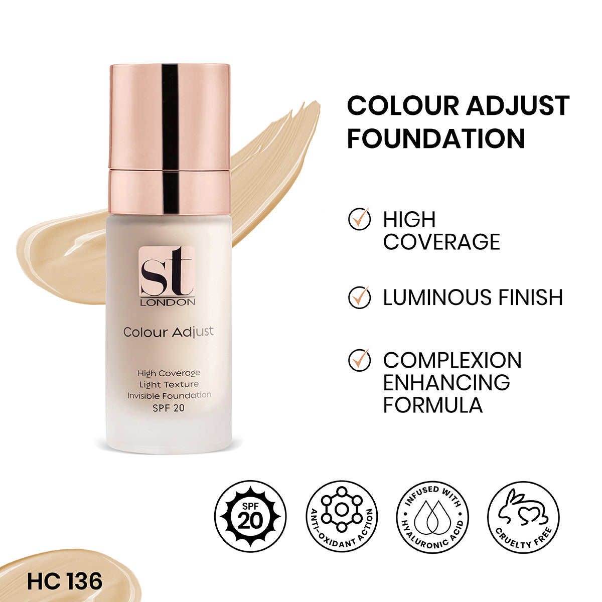 ST London - Color Adjust High Coverage Foundation - Hc 136